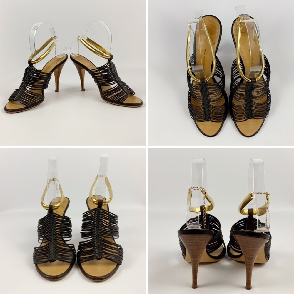 GIUSEPPE ZANOTTI / PISSI GOLD ANKLET SANDALS - Picture 2 of 6